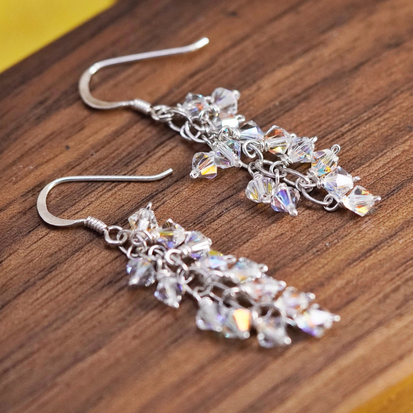 vintage Sterling 925 silver earrings with cluster cz