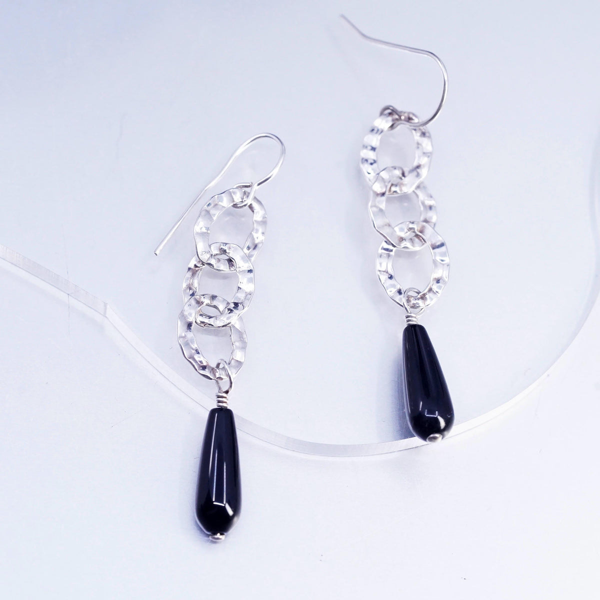 Silpada W1281 Sterling 925 Silver & Black Onyx French Wire Drop Earrings