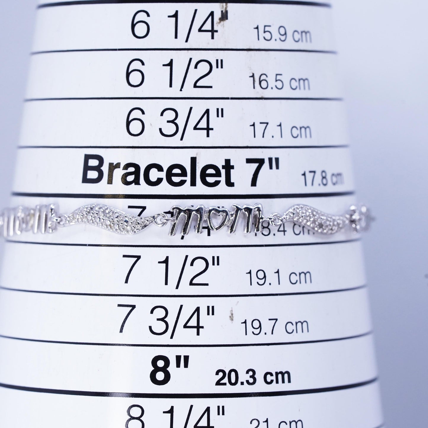 7.25", vintage Sterling 925 silver bracelet, mom chain with cluster diamonds