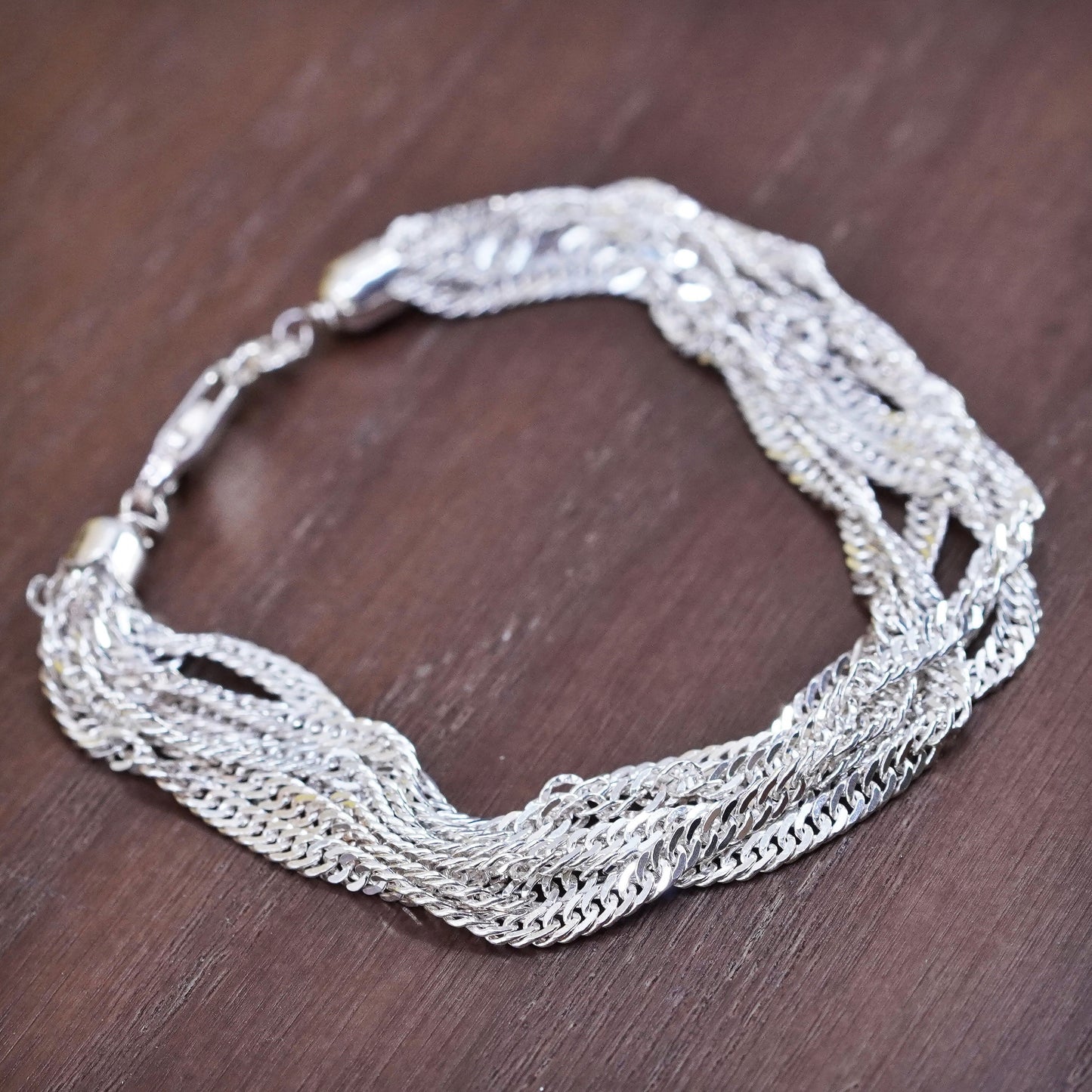 6.75”, Milor sterling silver bracelet, Italy multi strands 925 twisted chain