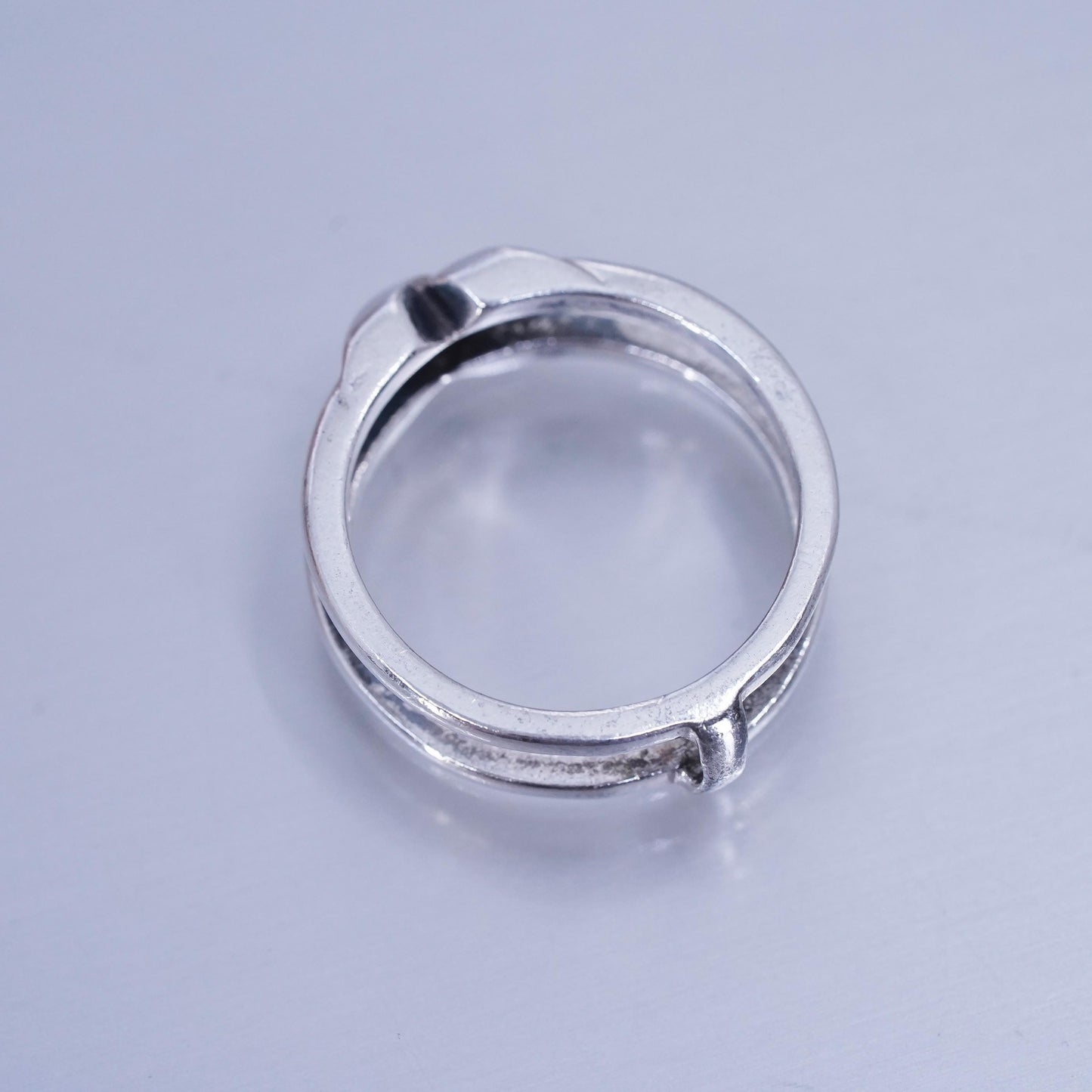 Size 10, vintage Sterling 925 silver ring, crossed double band