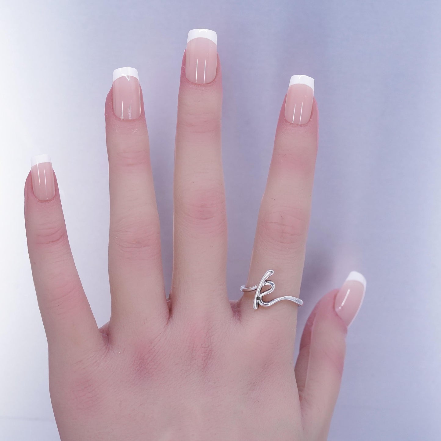 Size adjustable, Sterling 925 silver stackable ring, initial letter K diamond