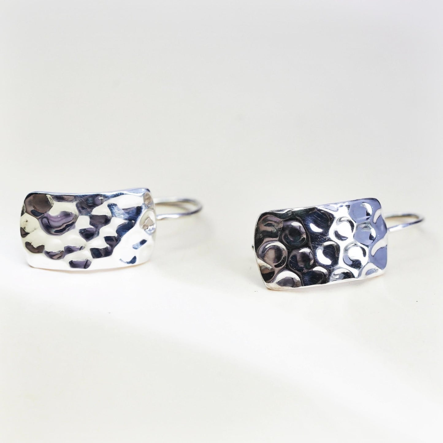 VTG Silpada 925 Sterling Silver Hammered Rectangle French Hook Earrings W0991