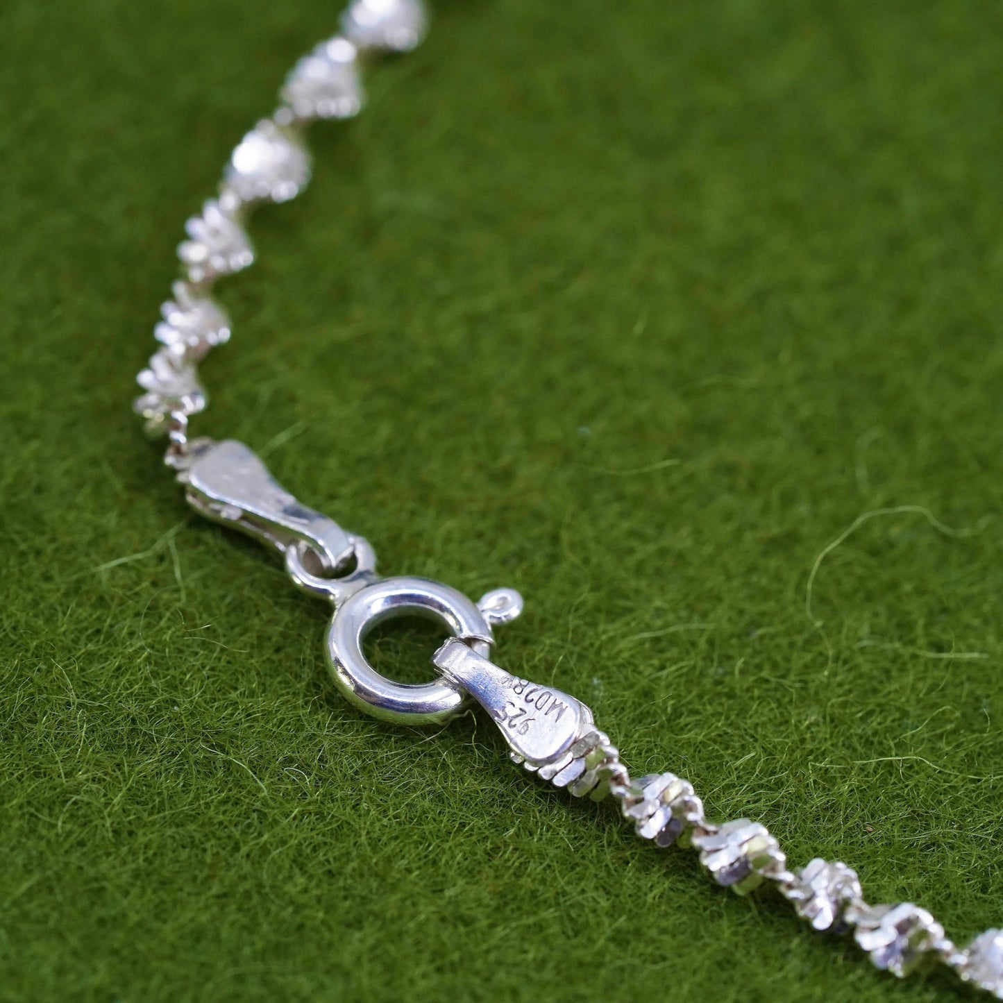 7" 3mm, Vintage sterling silver bracelet, twisted herringbone link bracelet