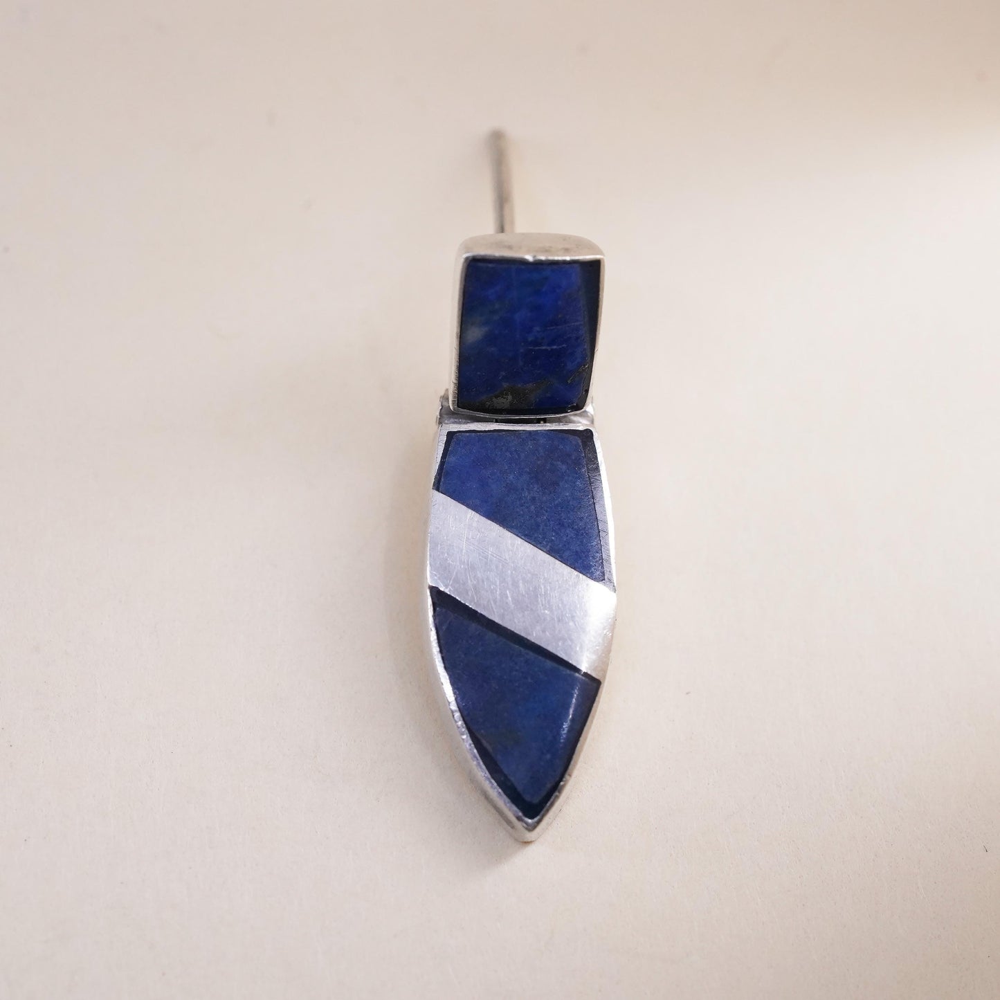 Native American Southwestern sterling silver 950 single earring lapis lazuli