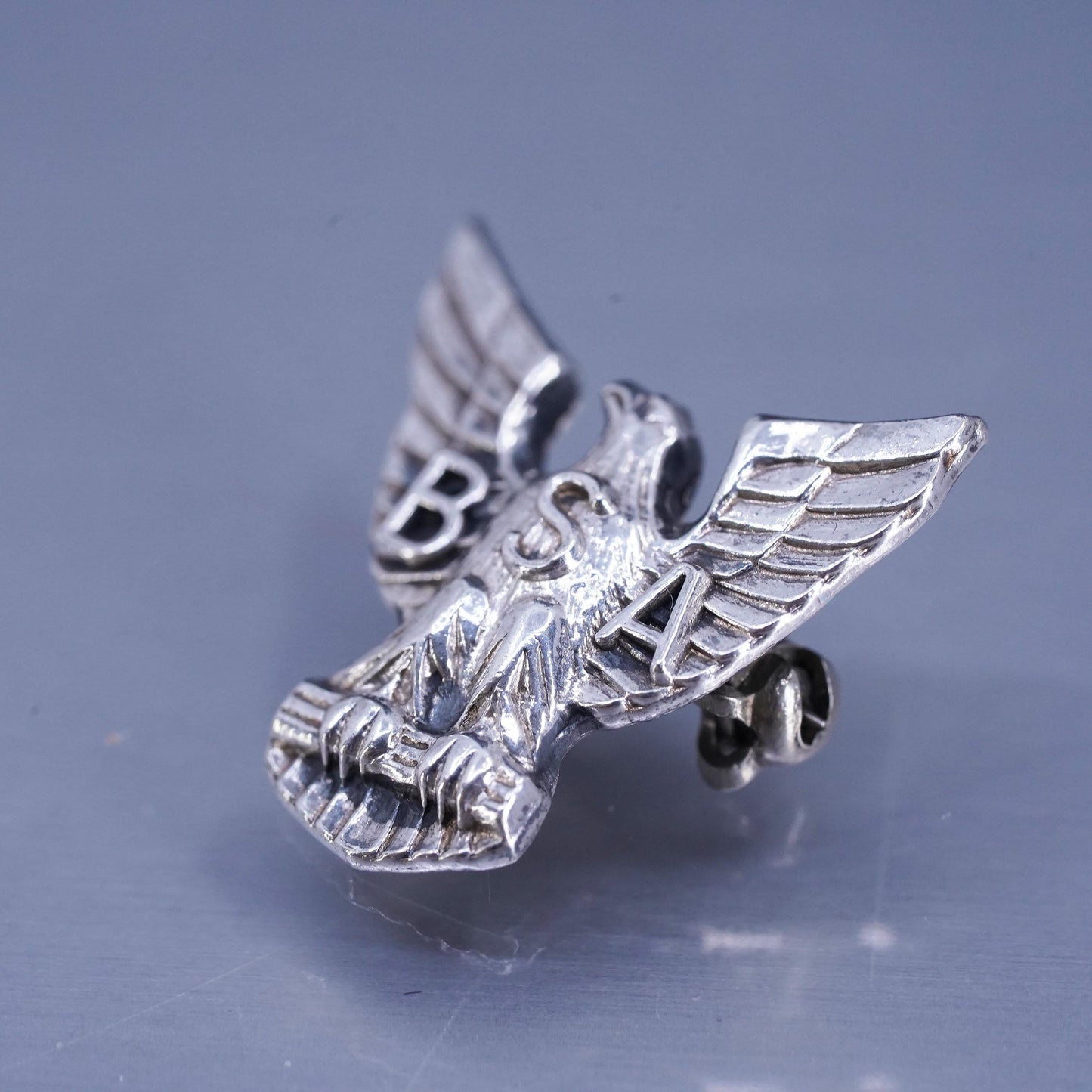 Vintage Sterling 925 silver BSA eagle brooch pin, stamped Sterling