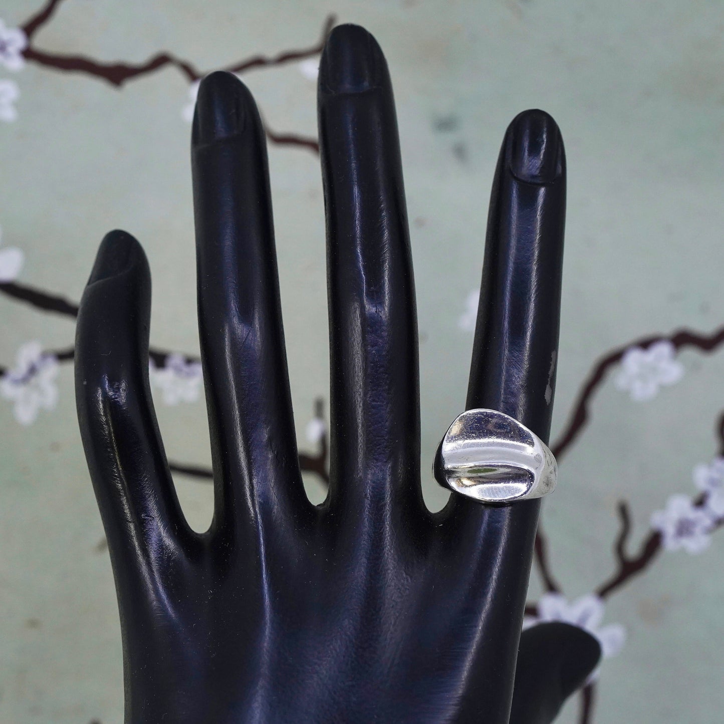 Size 6, vintage sterling silver handmade ribbed ring, Mexico 925 statement band