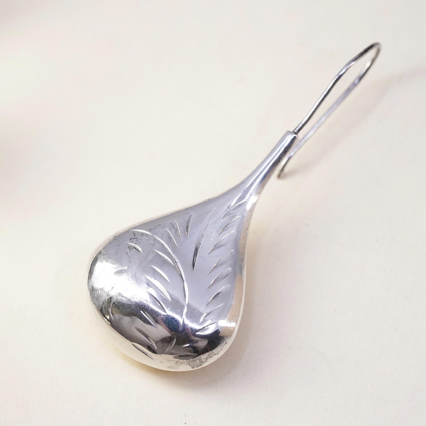 vintage modernist sterling silver 925 handmade single textured teardrop earring