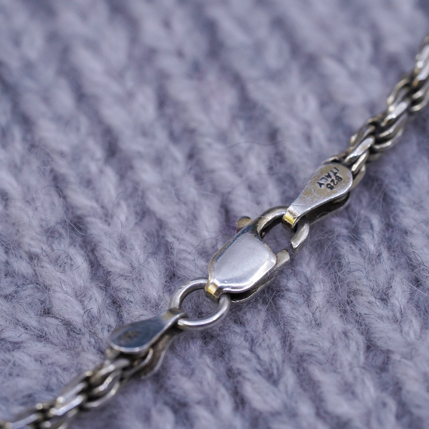 7”, 3mm, vintage sterling silver handmade bracelet, Italy 925 rope chain