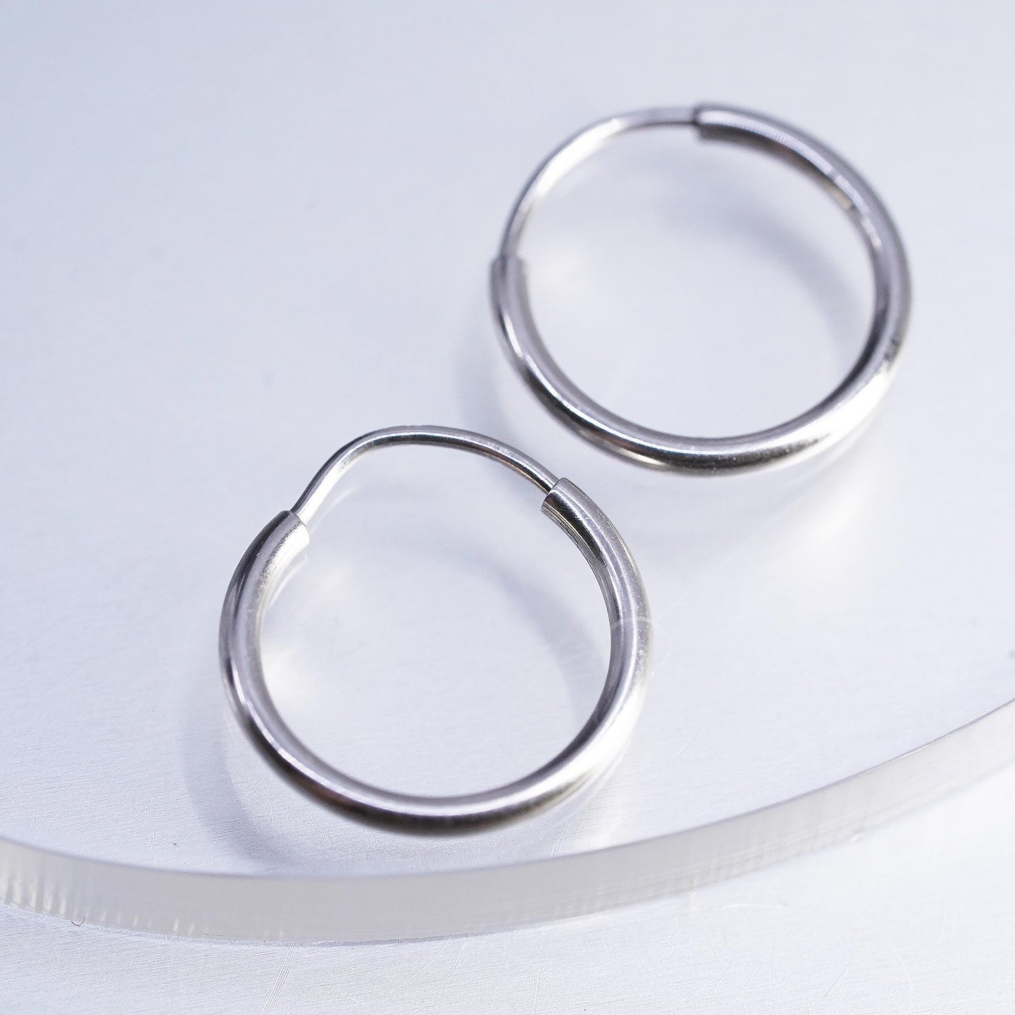 0.5”, vintage Sterling silver handmade earrings, 925 hoops