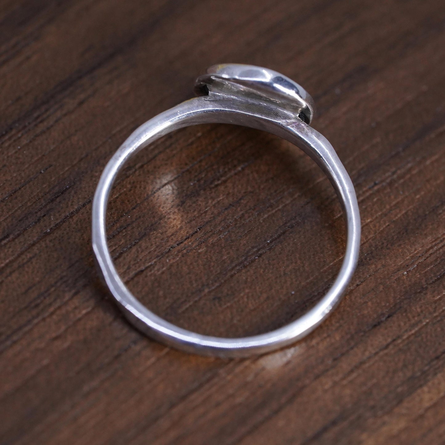 Size 6.75, Vintage sterling silver handmade ring, heart 925 stackable band