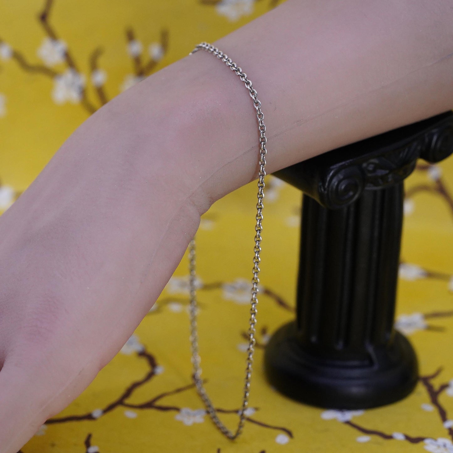 12”, Vintage sterling silver anklet, 925 circle bracelet chain