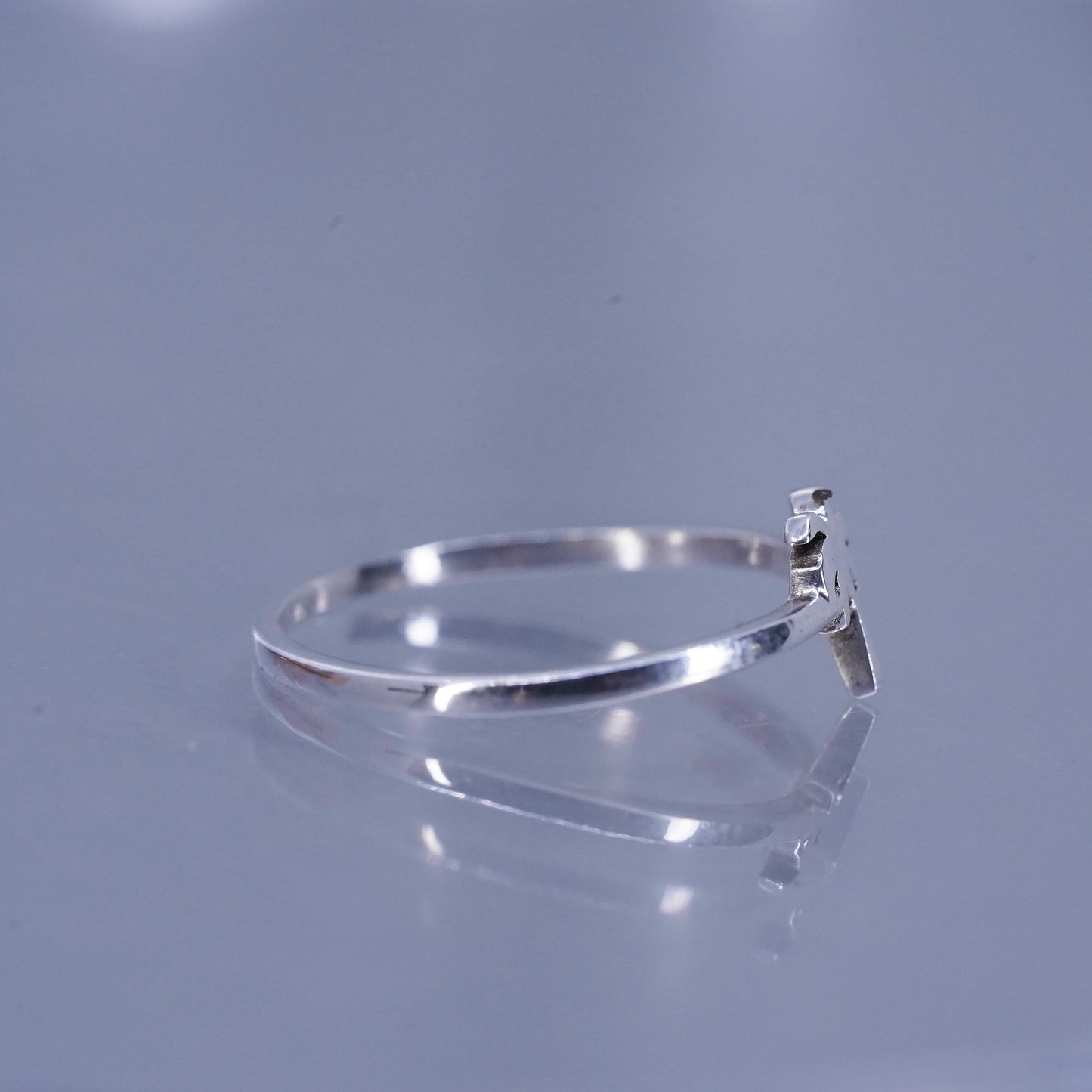 Size 7.25, Vintage Sterling 925 silver handmade palm tree ring