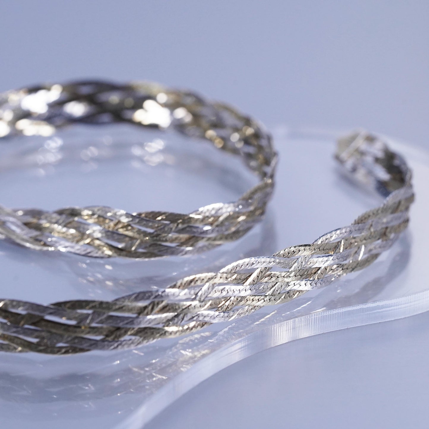 18” Italy vermeil gold Sterling 925 silver woven braided herringbone necklace