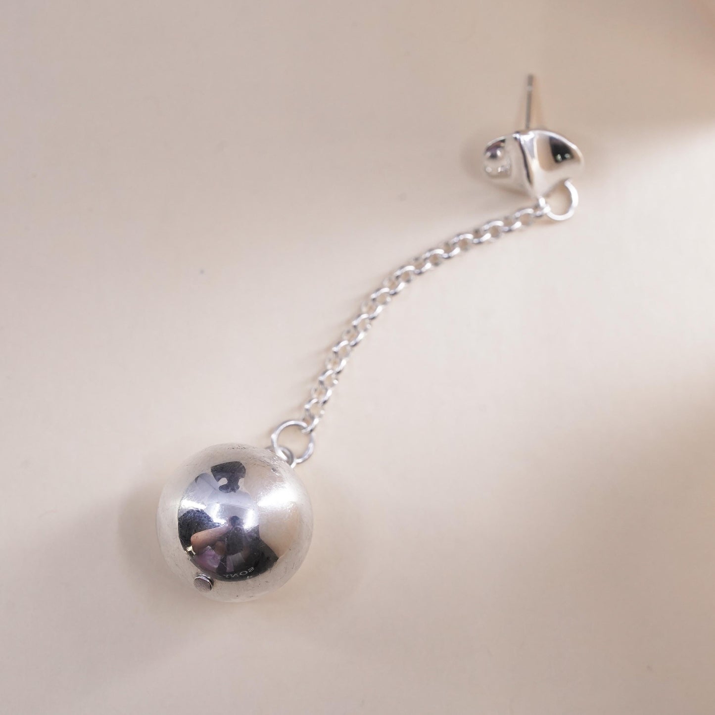 Robert Lee Morris Sterling 925 Silver RLM STUDIO Shiny drop ball single earring