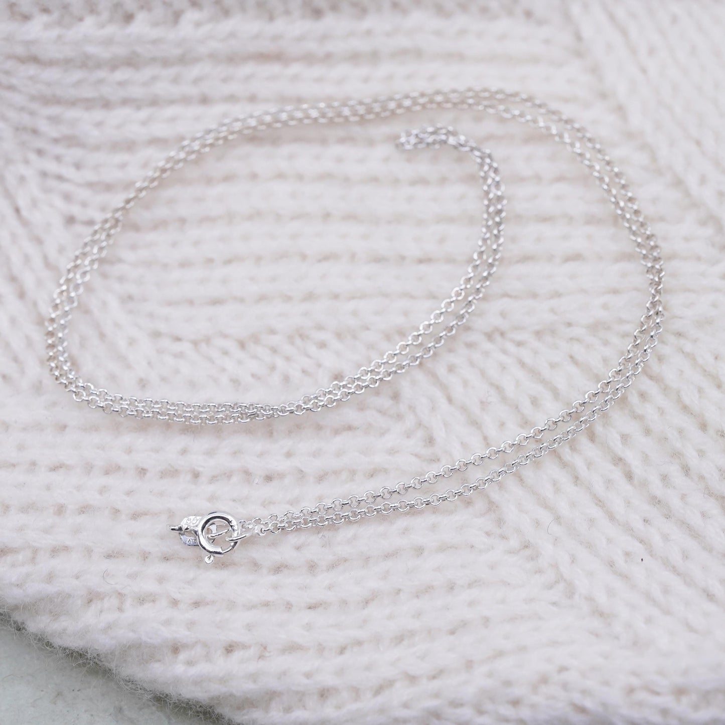 20”, 1mm, Vintage sterling silver circle chain, 925 necklace