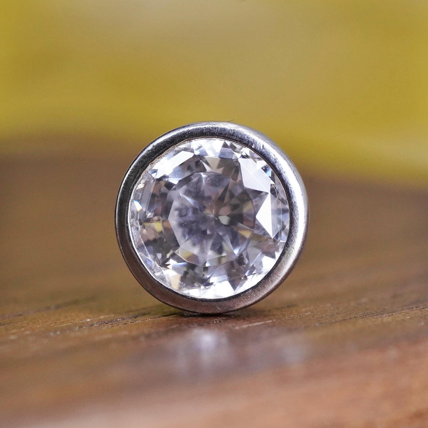Vintage modern Sterling silver handmade pendant, 925 Circle with CZ