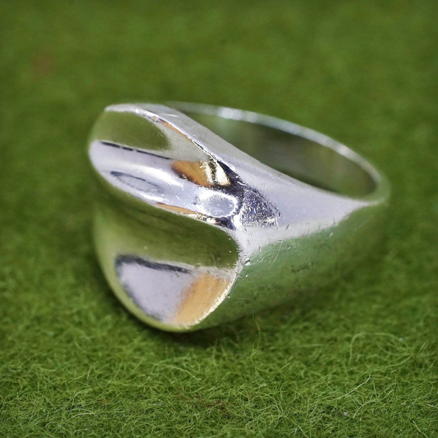 Size 6, vintage sterling silver handmade ribbed ring, Mexico 925 statement band