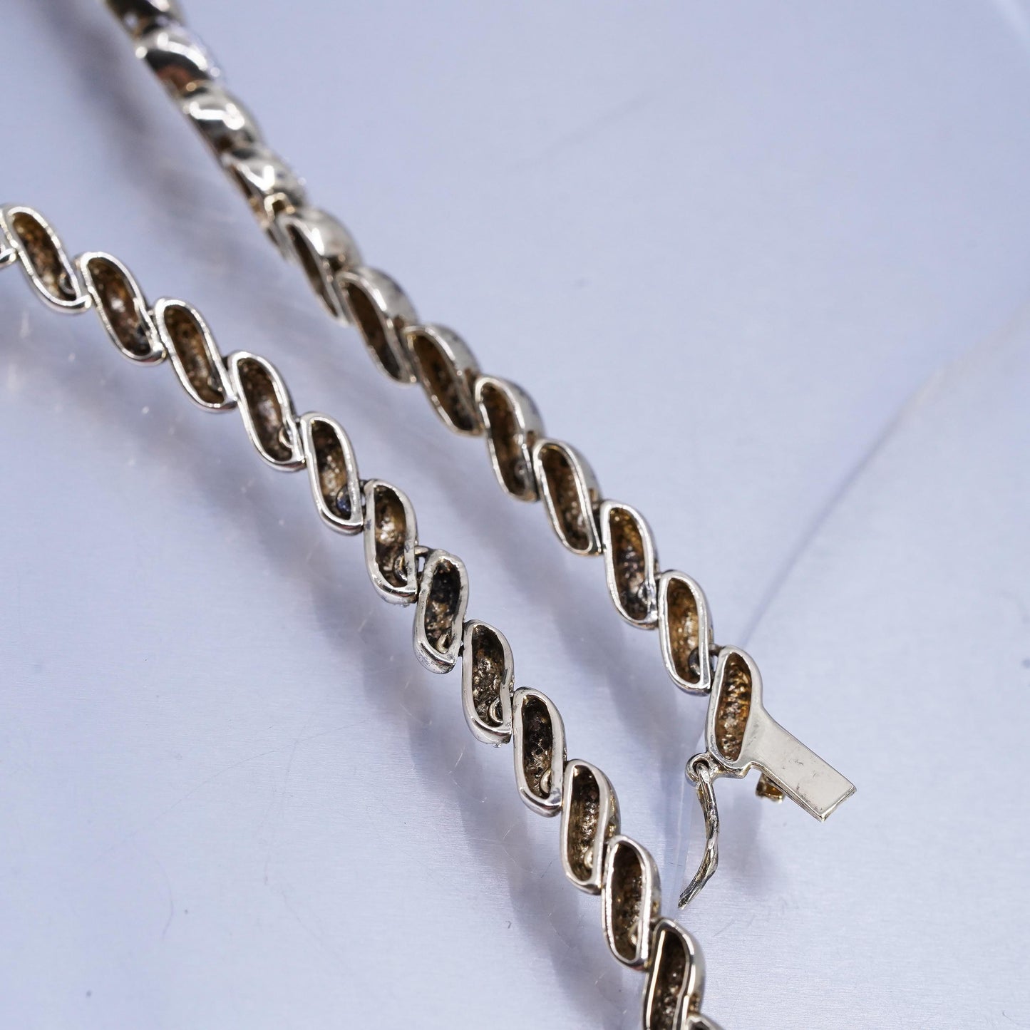 18" two tone vermeil gold over Sterling 925 silver San Marco necklace diamond