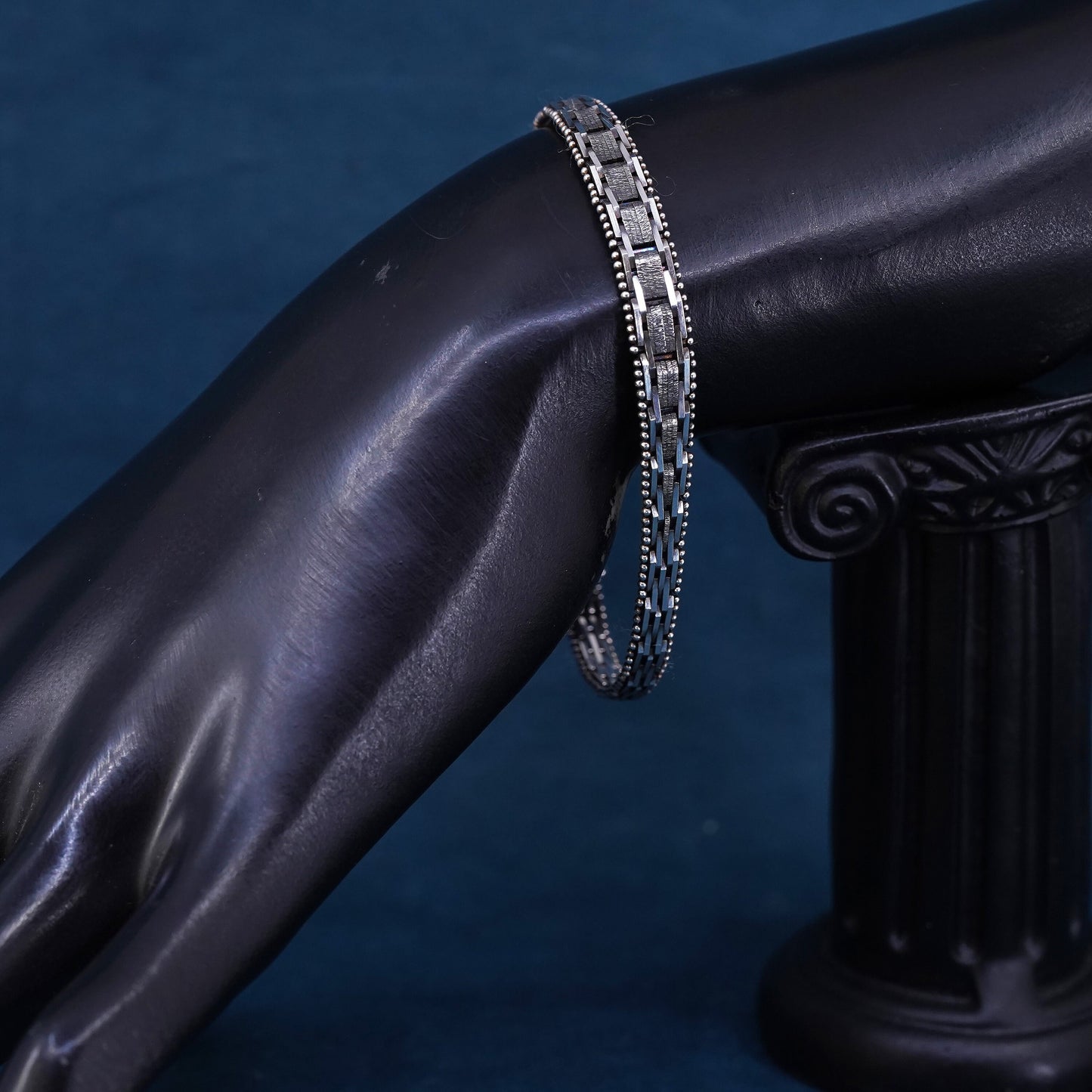 7.25", Vintage Italian sterling 925 silver chain, Italy Riccio bracelet