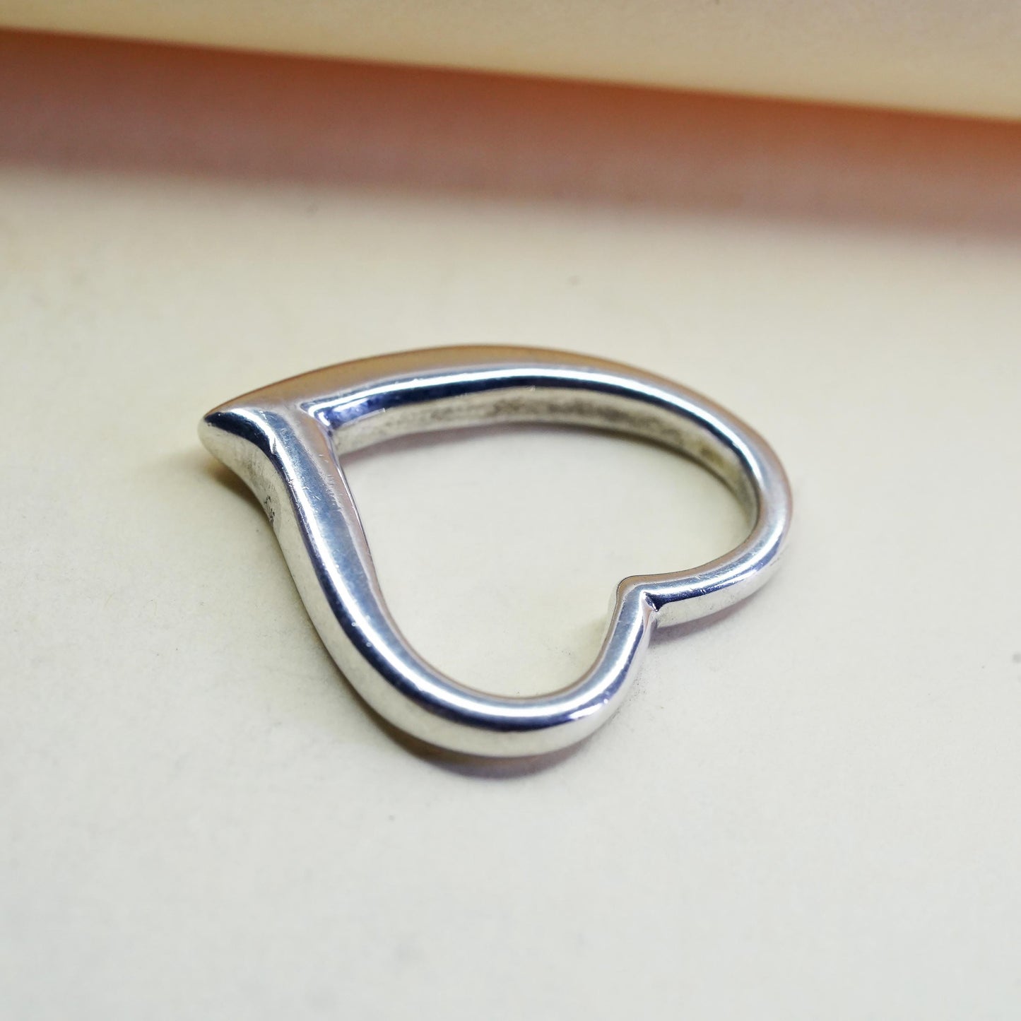 Vintage handmade sterling silver heart shaped pendant, 925 charm