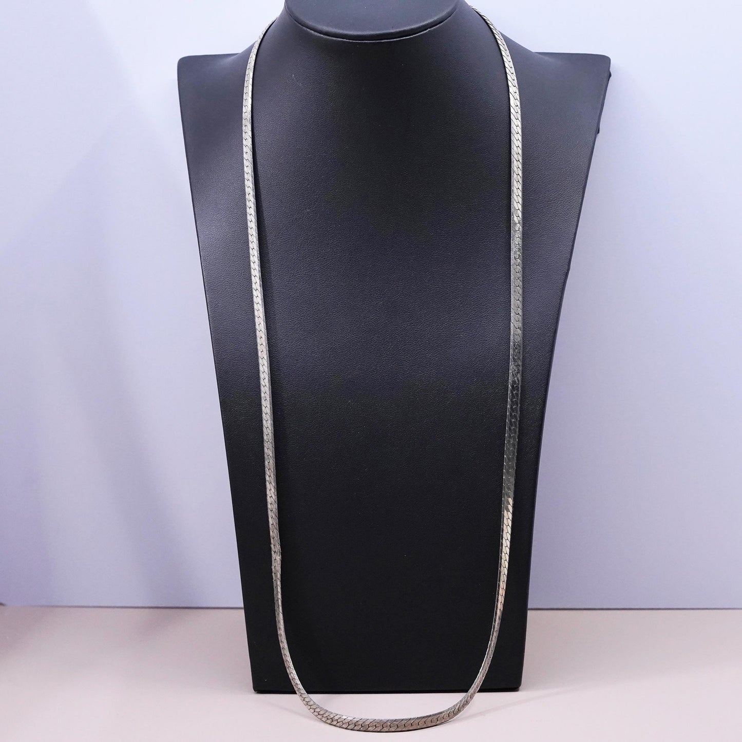 30", 6mm, vintage Sterling silver handmade necklace, bold 925 herringbone chain