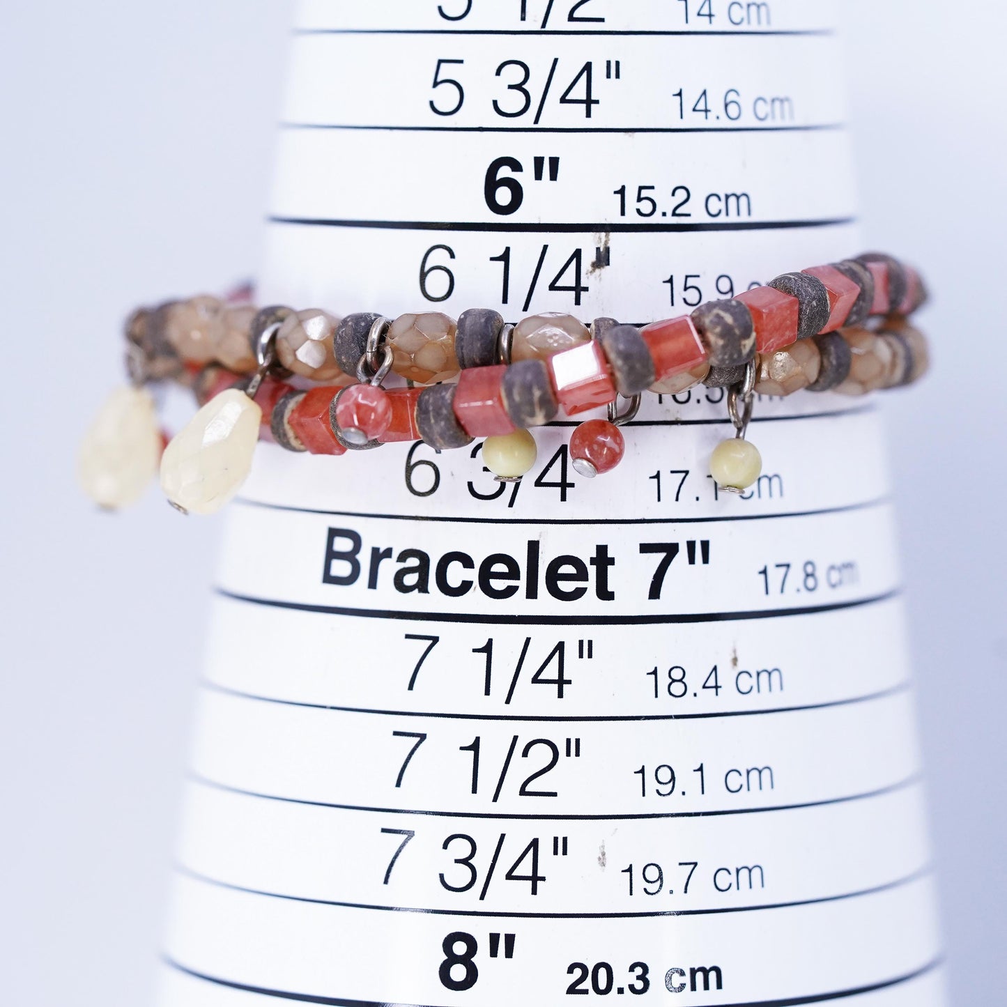 7+2", VTG Double Strands Sterling 925 Silver Bracelet, carnelian citrine beads