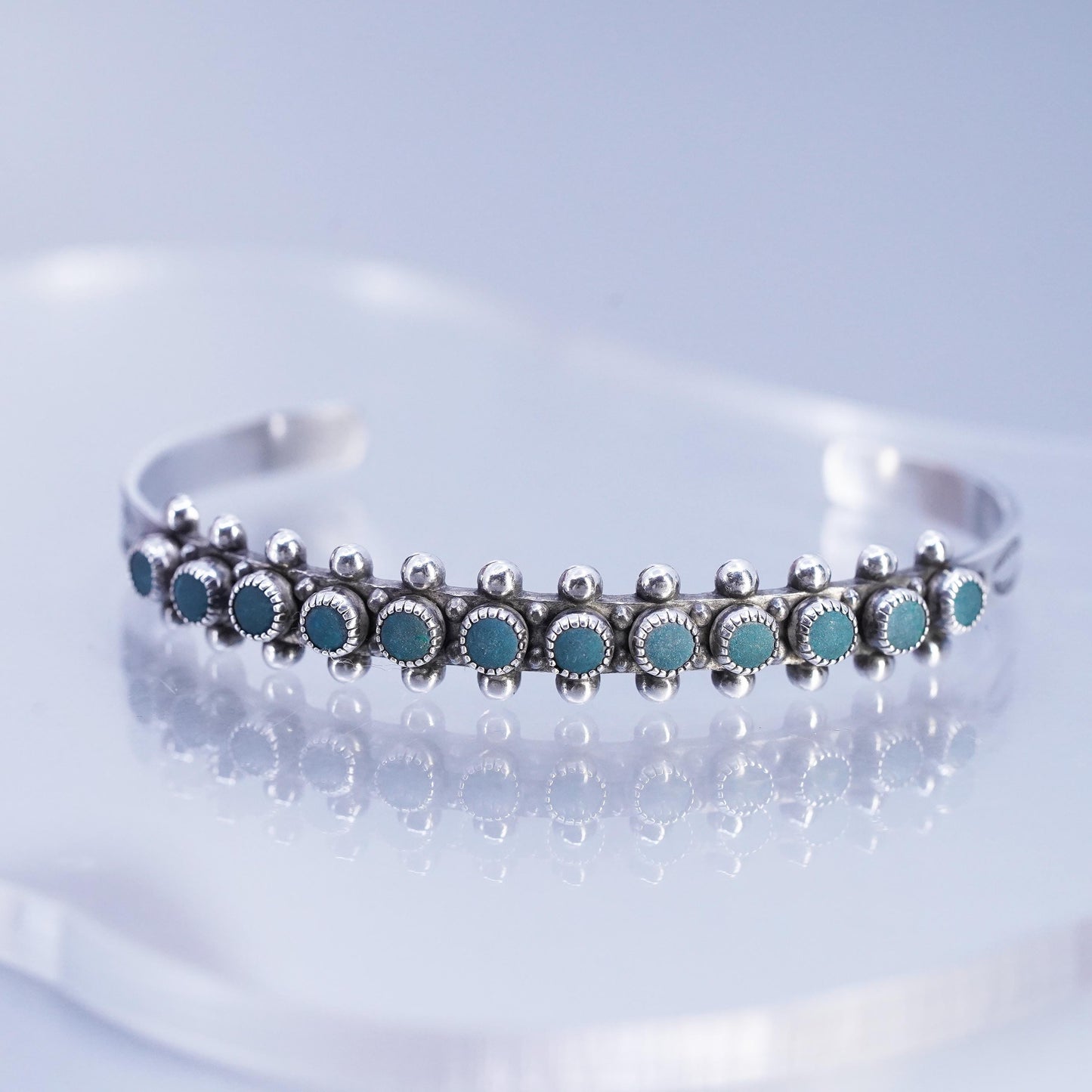 6.5”, Navajo Native American Sterling 925 silver bracelet, cuff turquoise