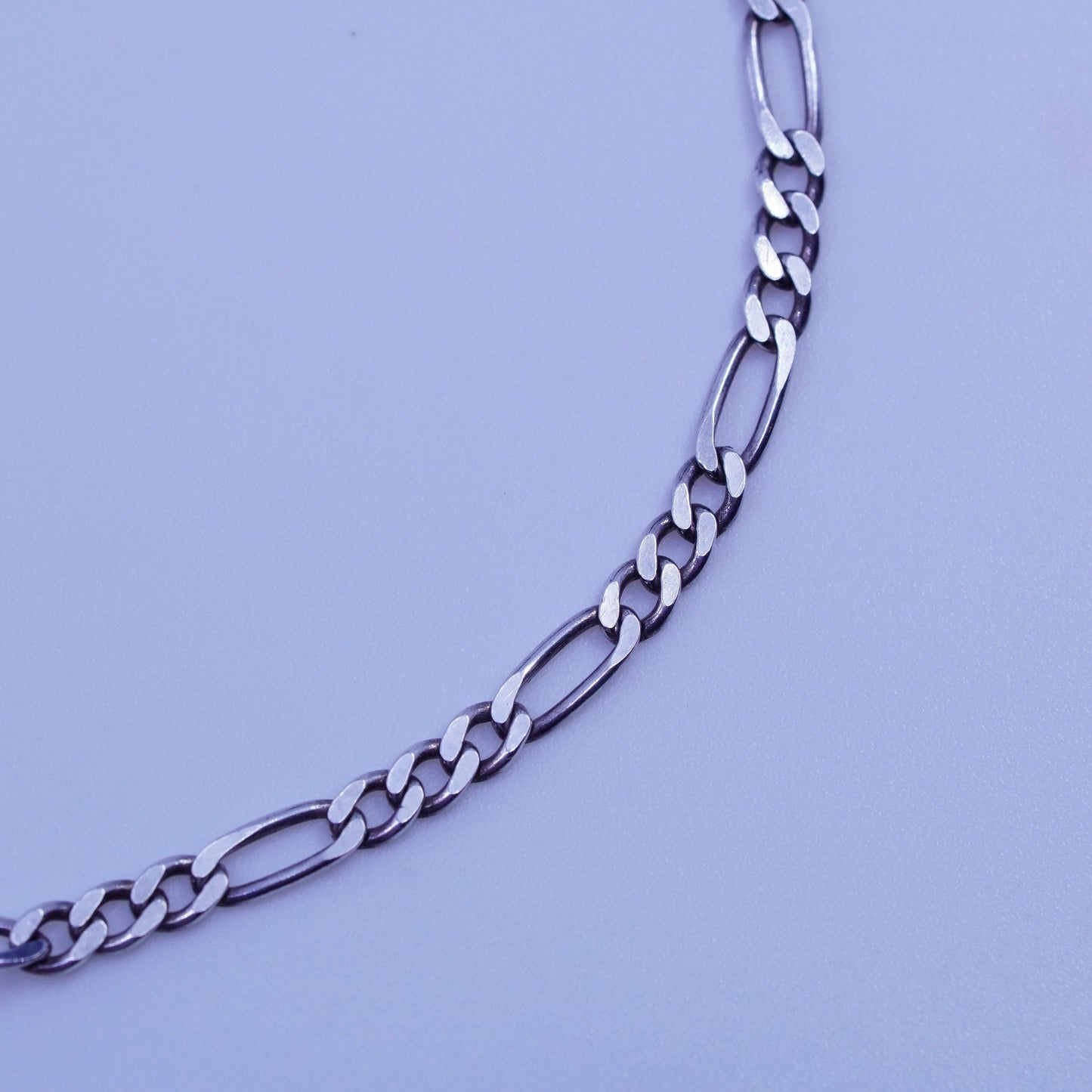 9.25”, 3mm, Vintage Italy Sterling 925 silver handmade bracelet, figaro chain