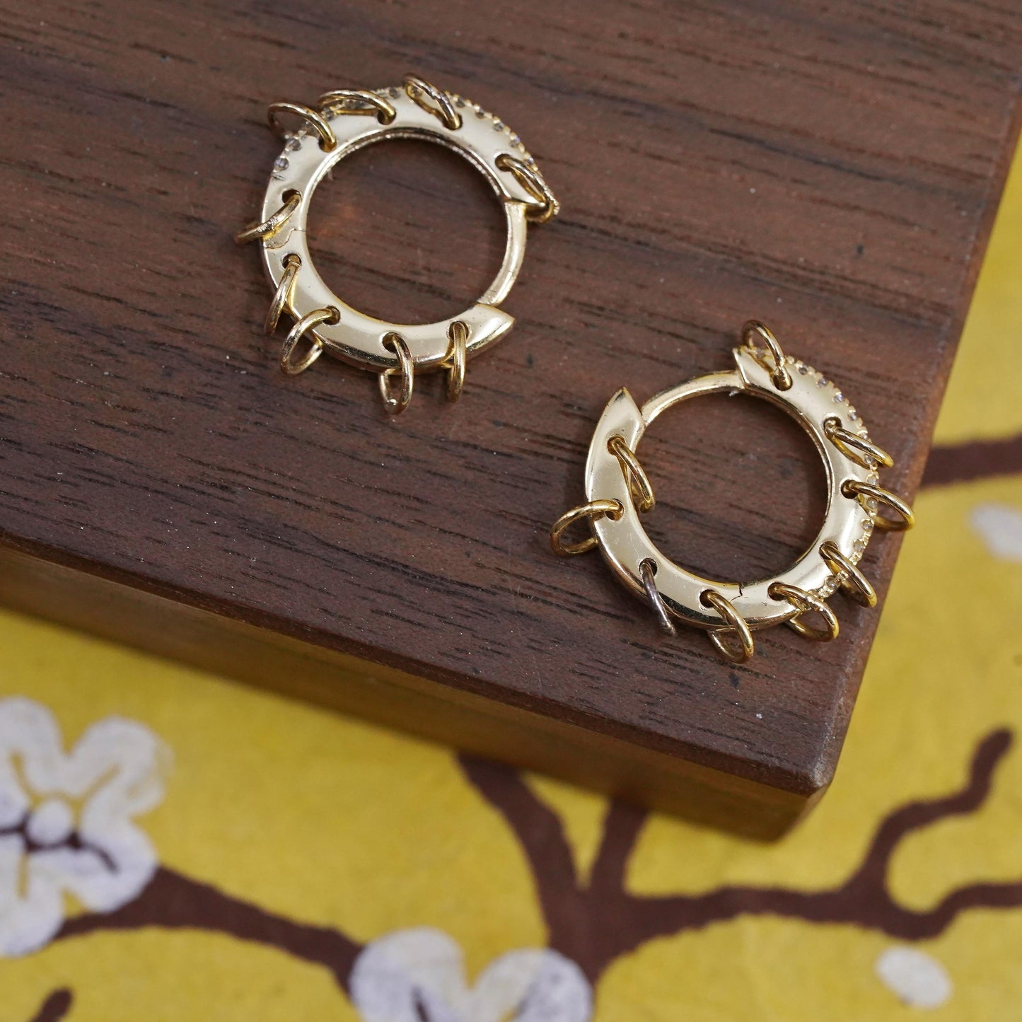 0.5", vermeil gold Sterling silver earrings, 925 huggie hoops cz small rings