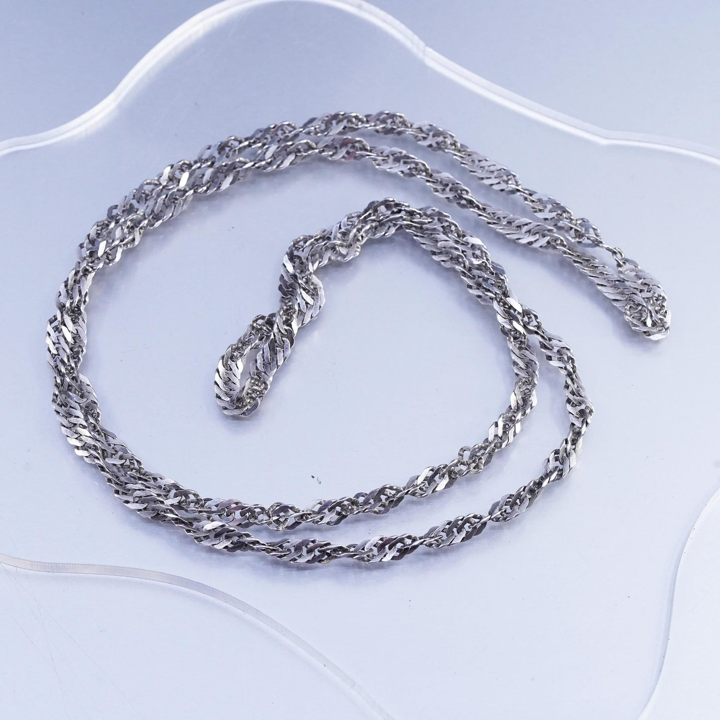 30" 5mm, vintage Italian Sterling 925 silver twisted curb chain necklace