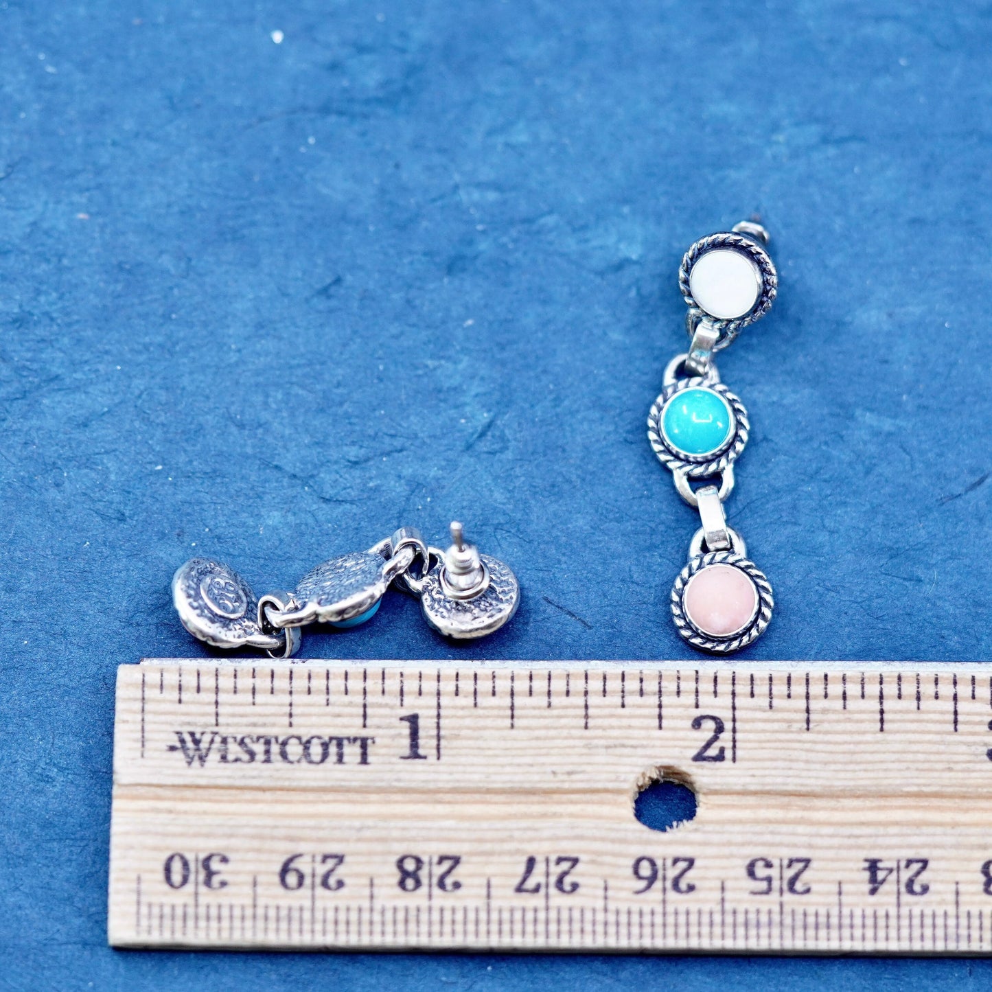 QT Quoc Turquoise Inc Sterling 925 silver earrings with turquoise moonstone