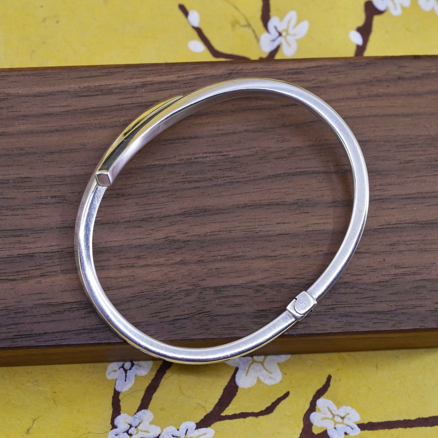 7”, Vintage minimalist sterling silver handmade bracelet, 925 wrap bangle