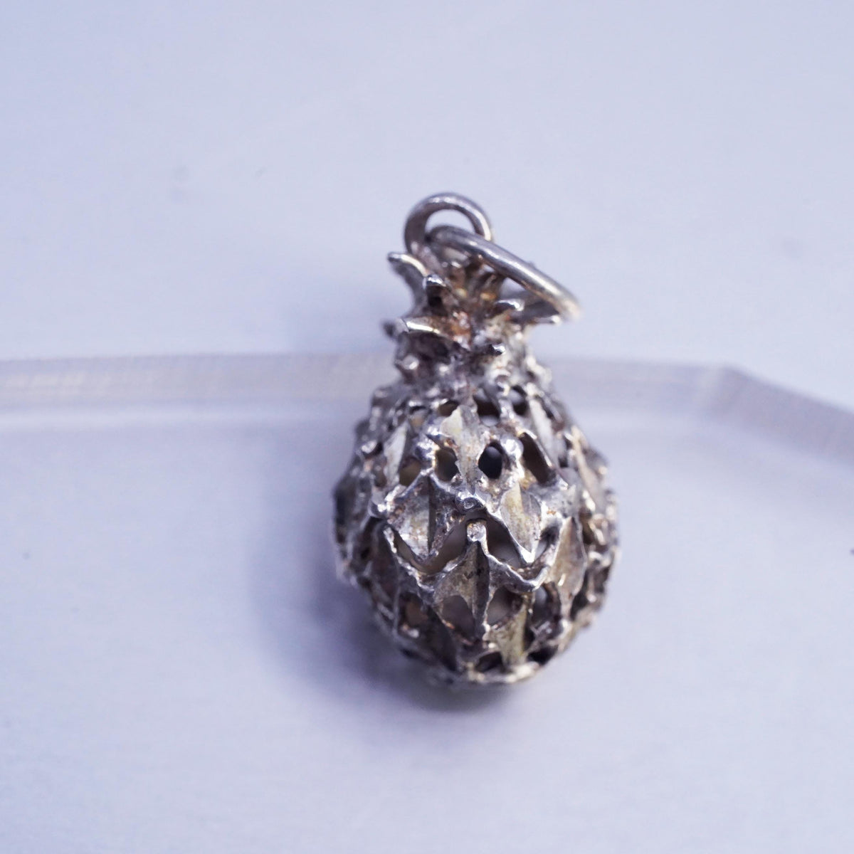 VTG Sterling Silver 925 Pineapple Charm Pendant, Tropical Fruit, Retro Charm