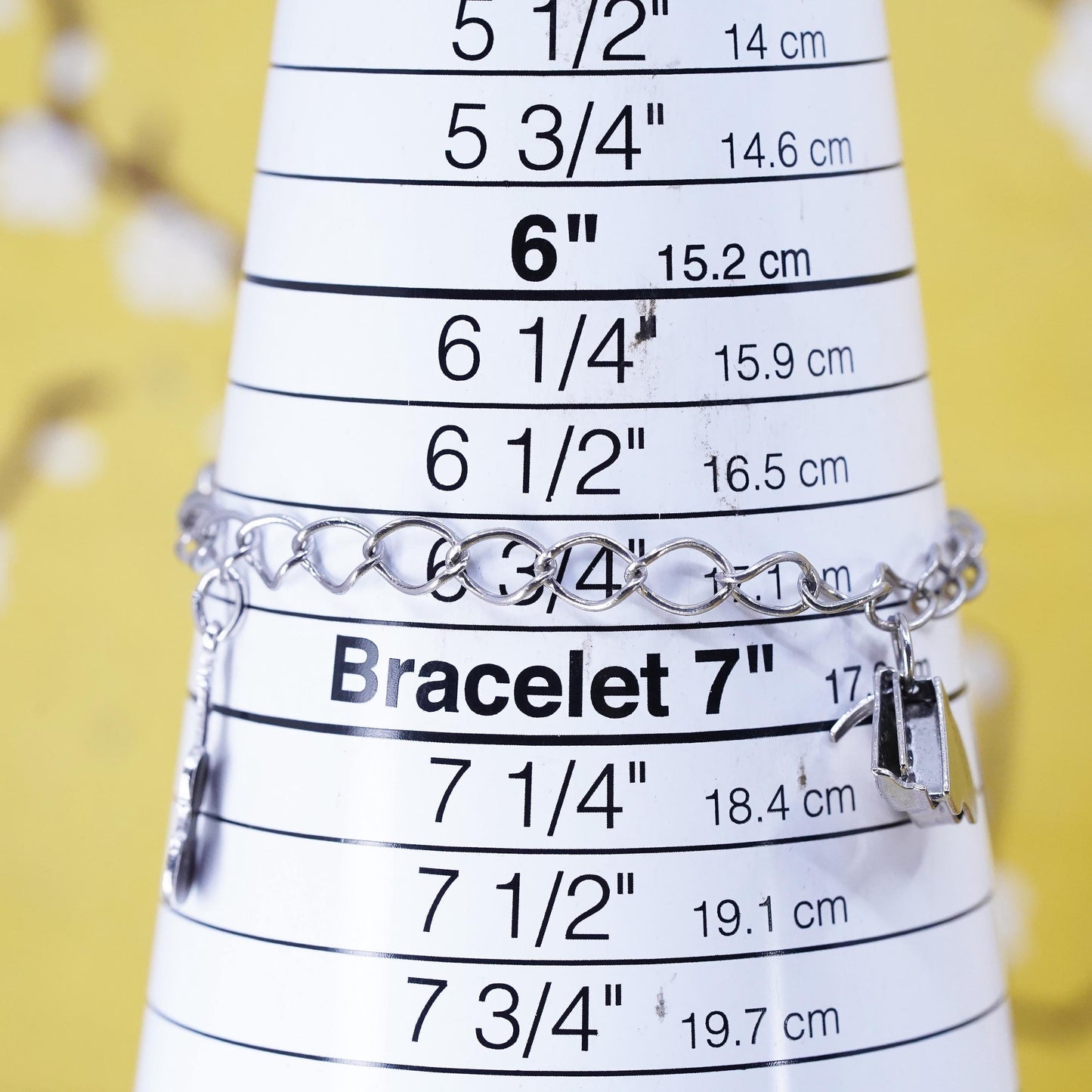 6.75", Sterling silver curb bracelet, 925 chain bracelet piano guitar charms