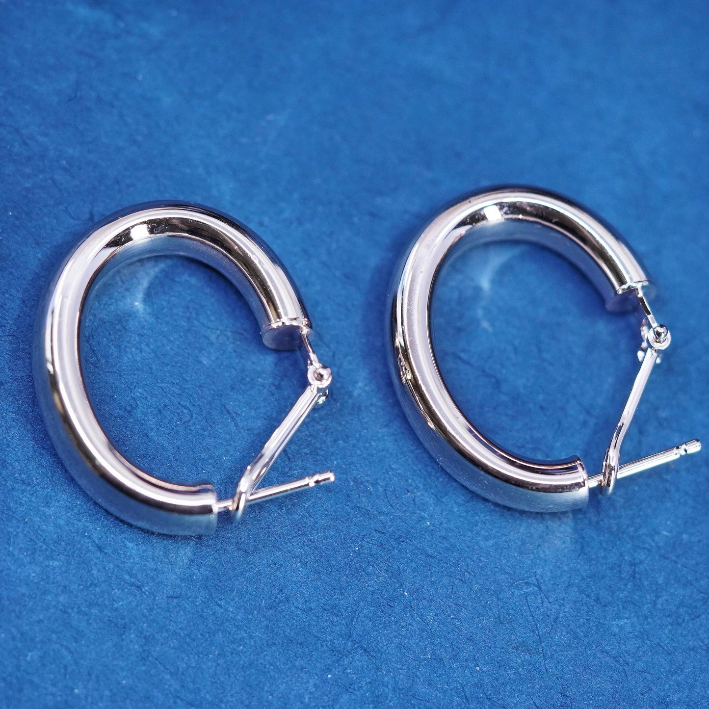 1”, vintage Italian Milor brass earrings, puffy hoops