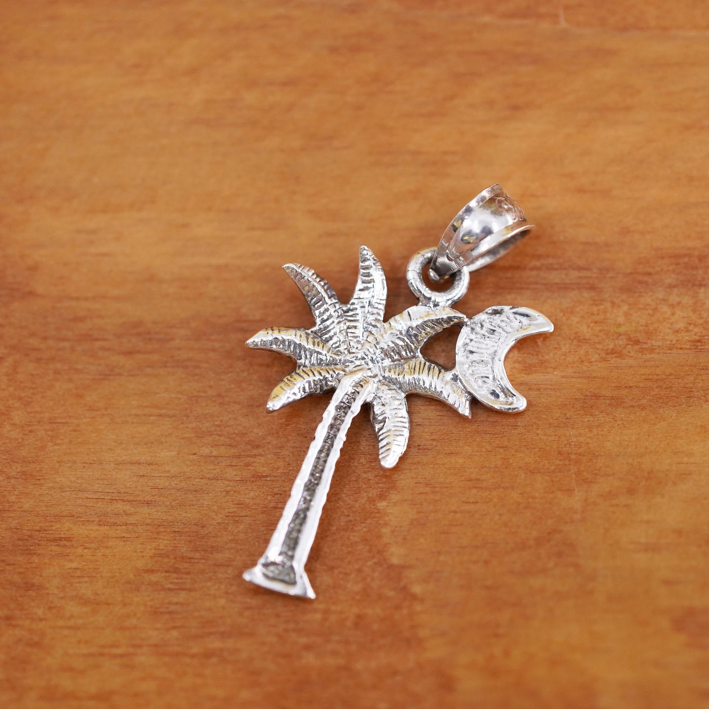 Vintage Sterling silver handmade pendant, 925 palm tree charm