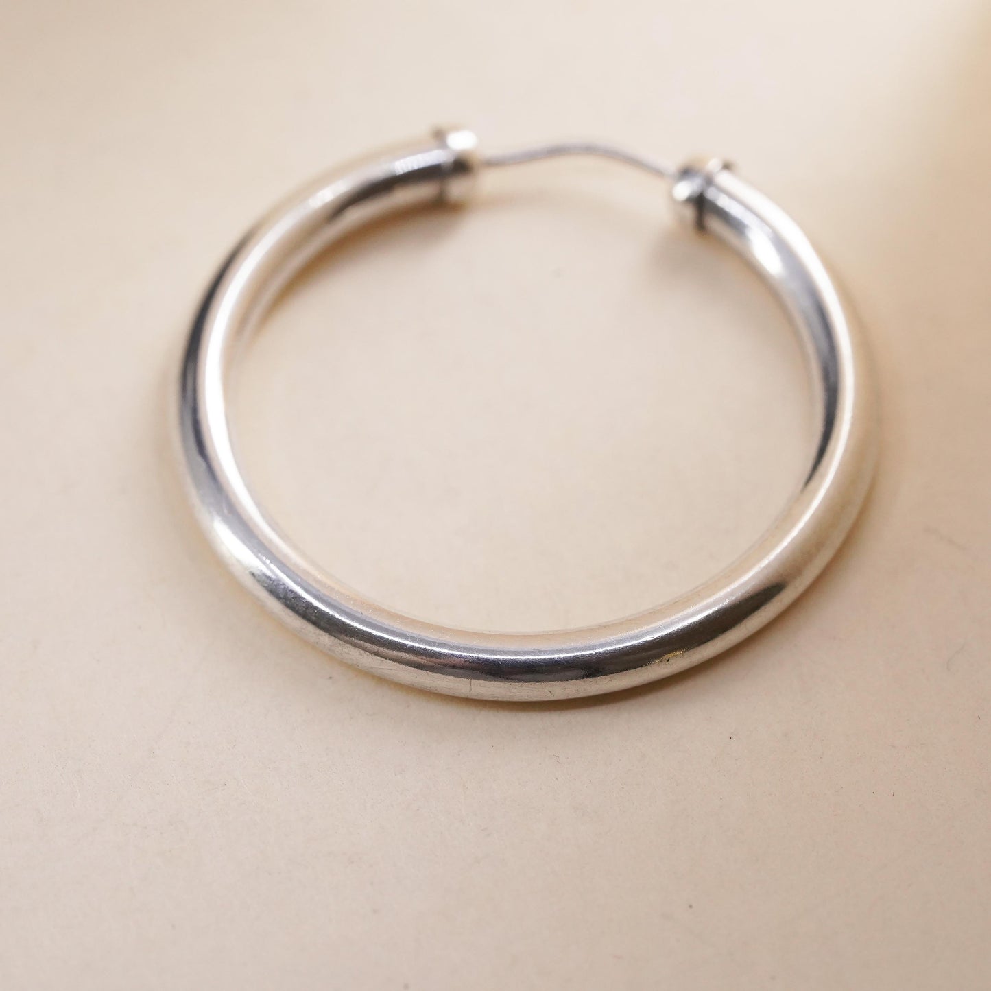 1.25", Vintage sterling silver single earring, bold minimalist primitive hoop