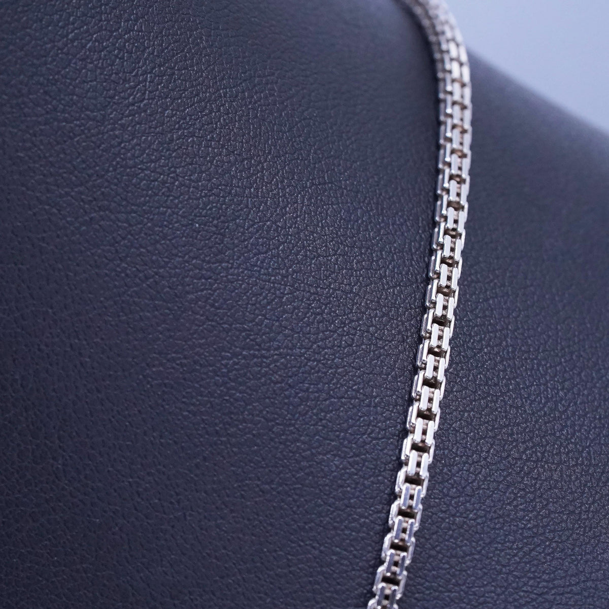 18” 3mm, vintage Sterling 925 silver bold square snake chain necklace