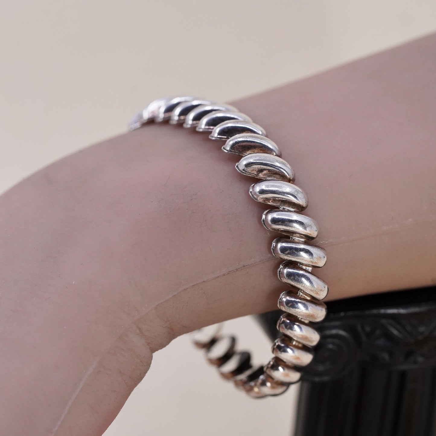 6.75” 11mm, Vintage Italian Made Bold Sterling Silver San Marco chain bracelet