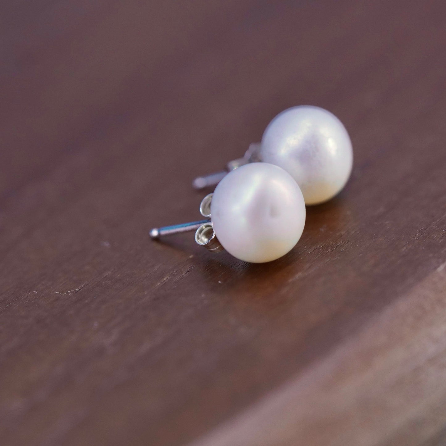 7mm, Sterling 925 silver with freshwater pearl studs earrings