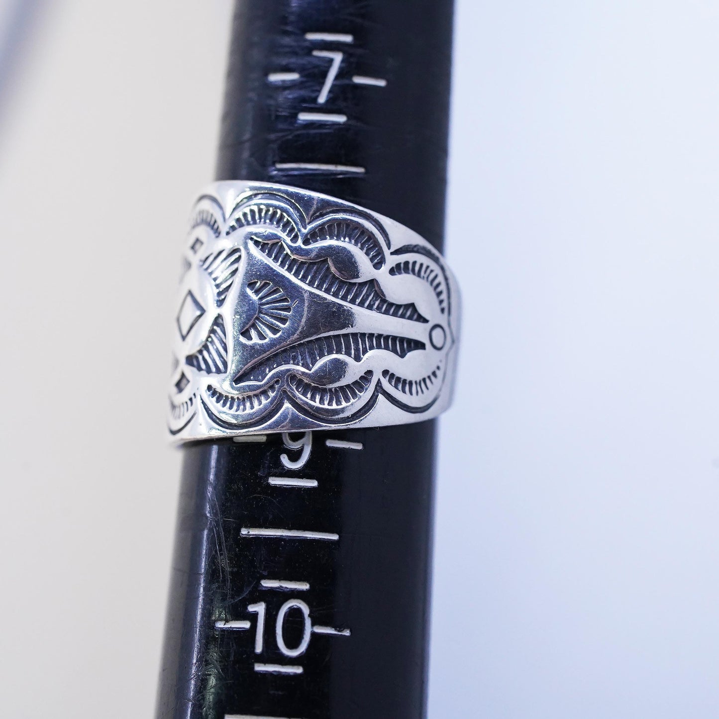 Size 8, Native American Carolyn Pollack Relios band, 925 sterling silver ring