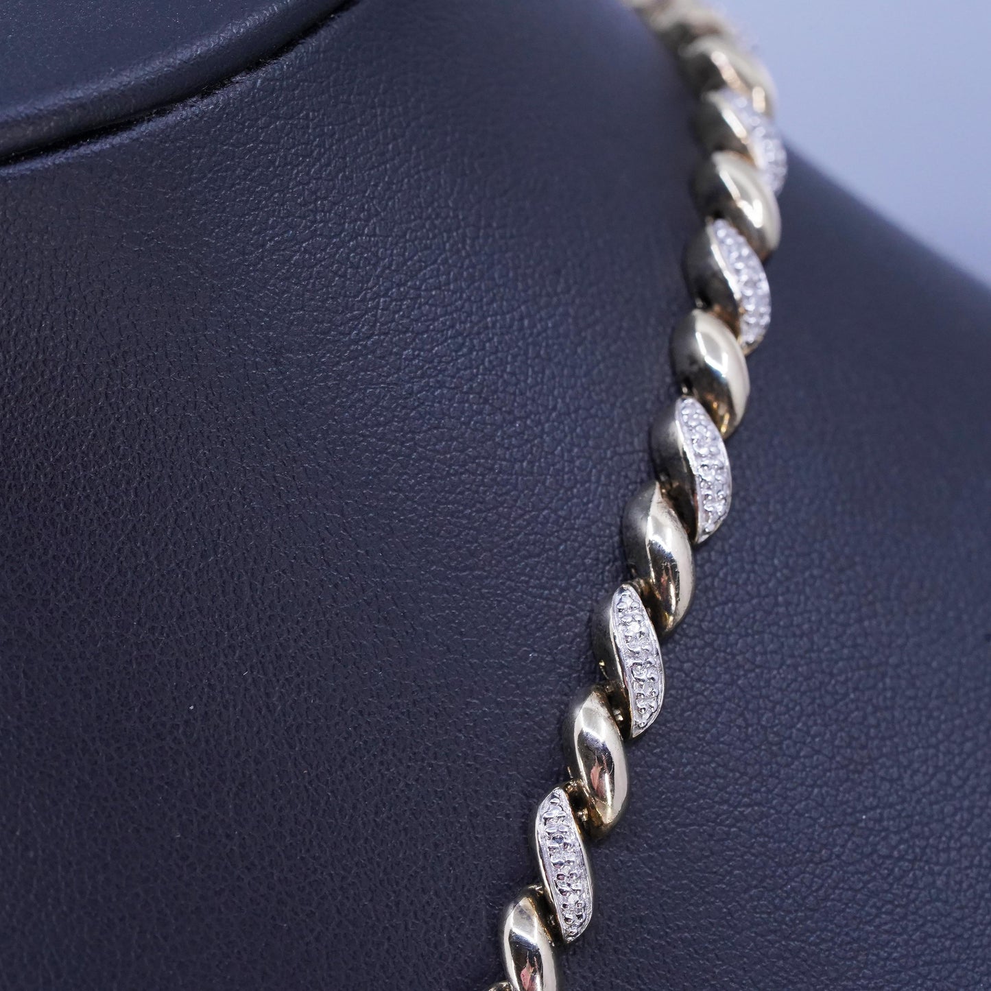 18" two tone vermeil gold over Sterling 925 silver San Marco necklace diamond