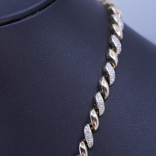 18" two tone vermeil gold over Sterling 925 silver San Marco necklace diamond