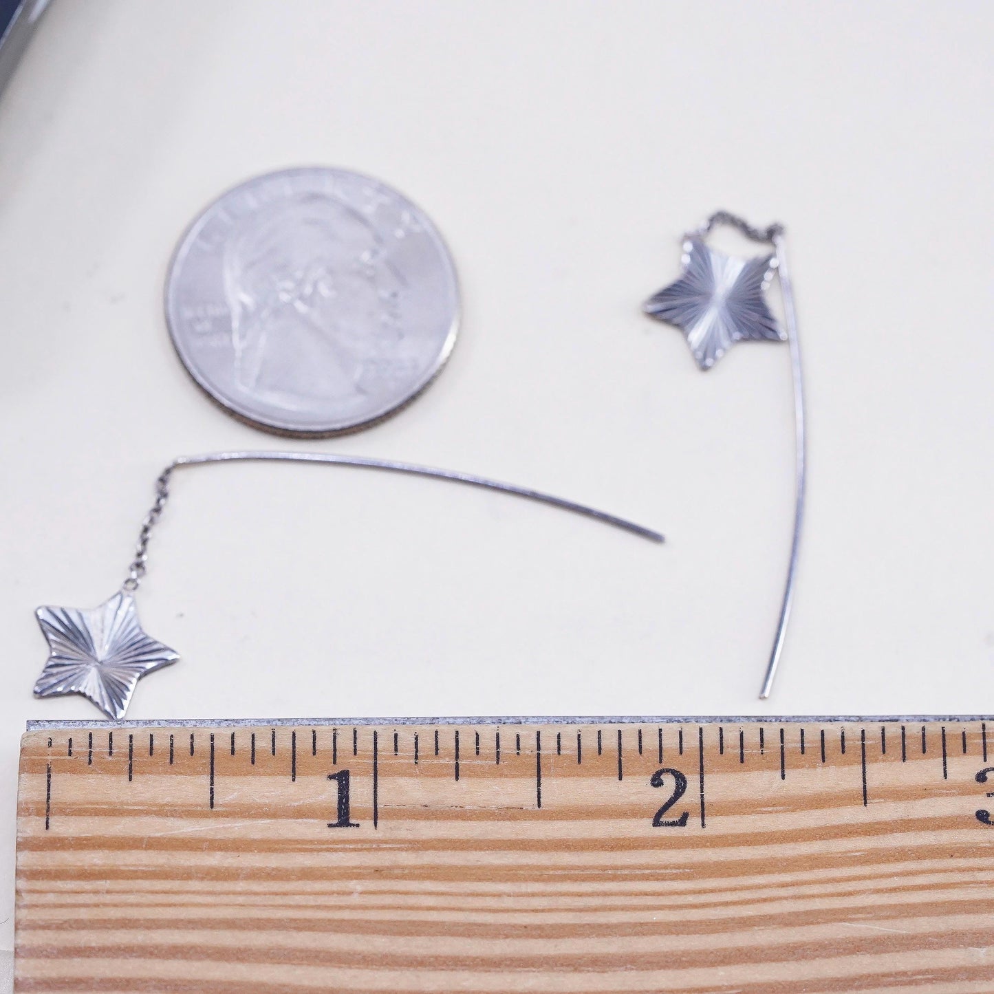 Vintage Sterling 925 silver handmade diamond cut star earrings