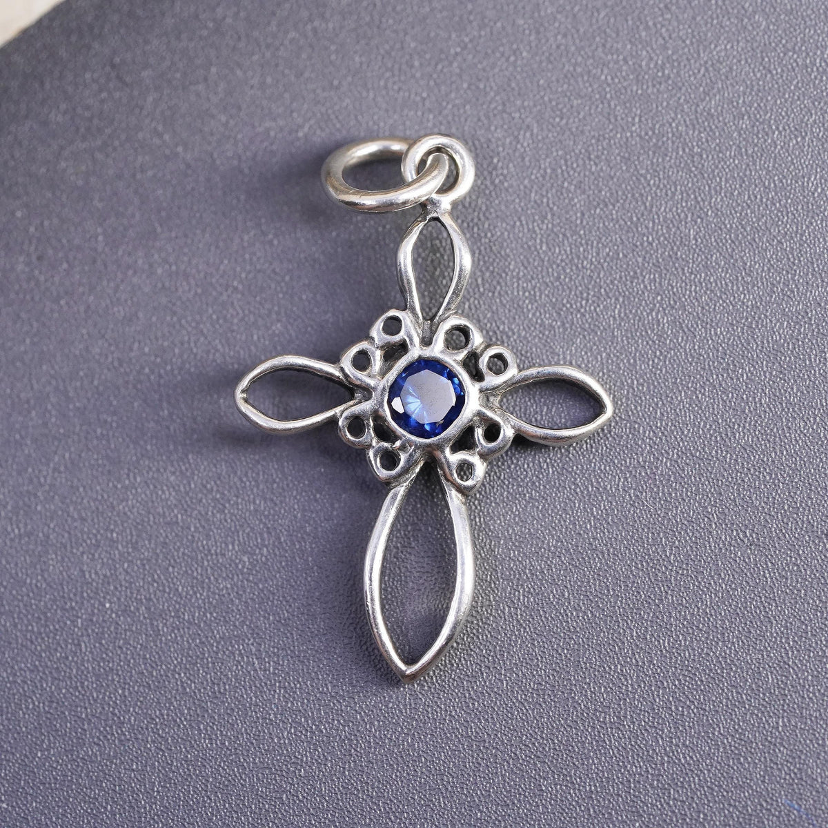 Vintage Sterling silver Handmade filigree charm, 925 cross pendant