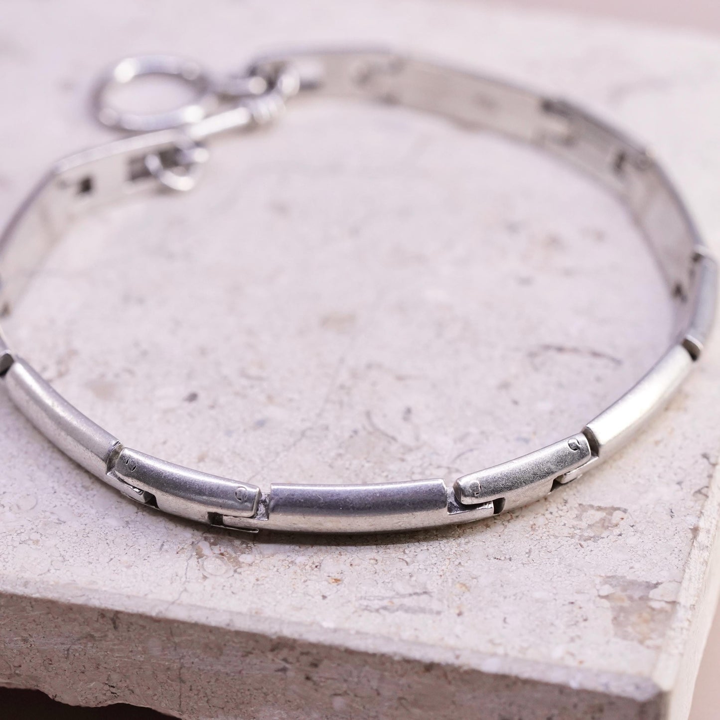 8" 5mm, vintage Sterling silver handmade tennis bracelet, 925 silver long links