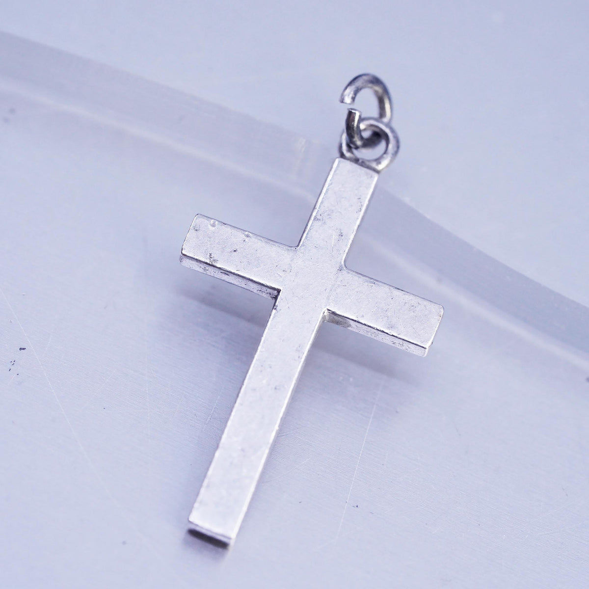 Vintage Sterling Silver 925 Plain Cross Pendant, Simple Christian Cross Charm