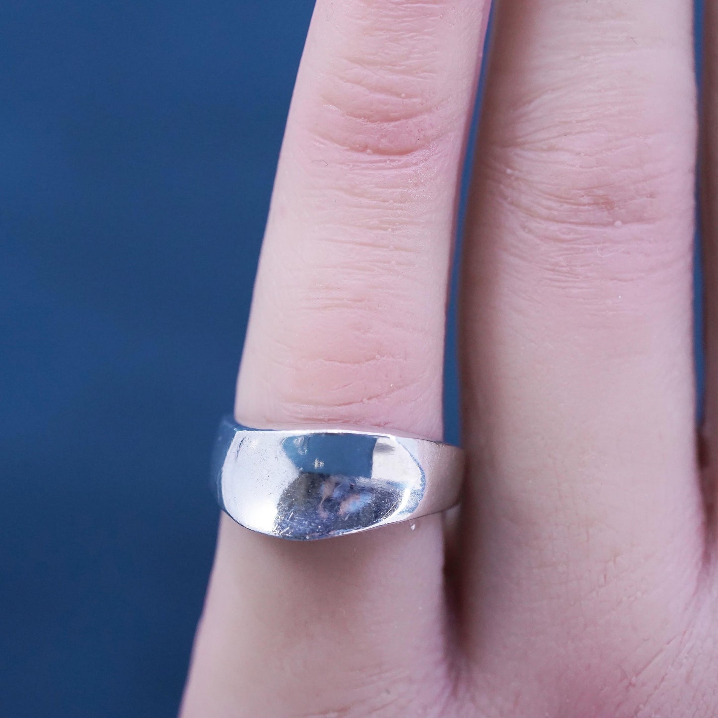 Size 5.25, minimalist, simple Sterling silver handmade ribbed ring, 925 ring