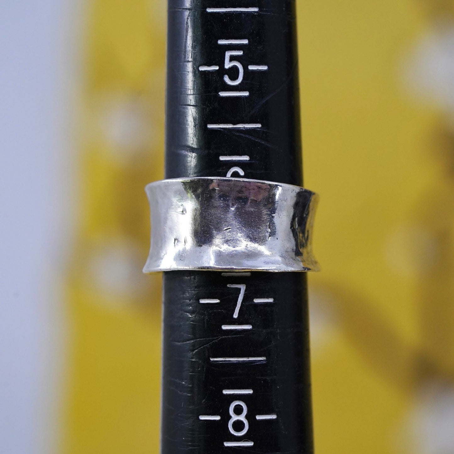 size 6, vintage Mexican Sterling silver handmade ring, 925 wide ribbed band
